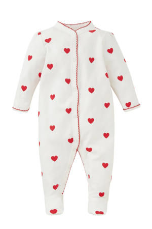 Baby Club onesie wit/rood hartjes
