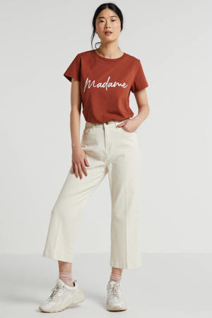 katoenen T-shirt met printopdruk brique