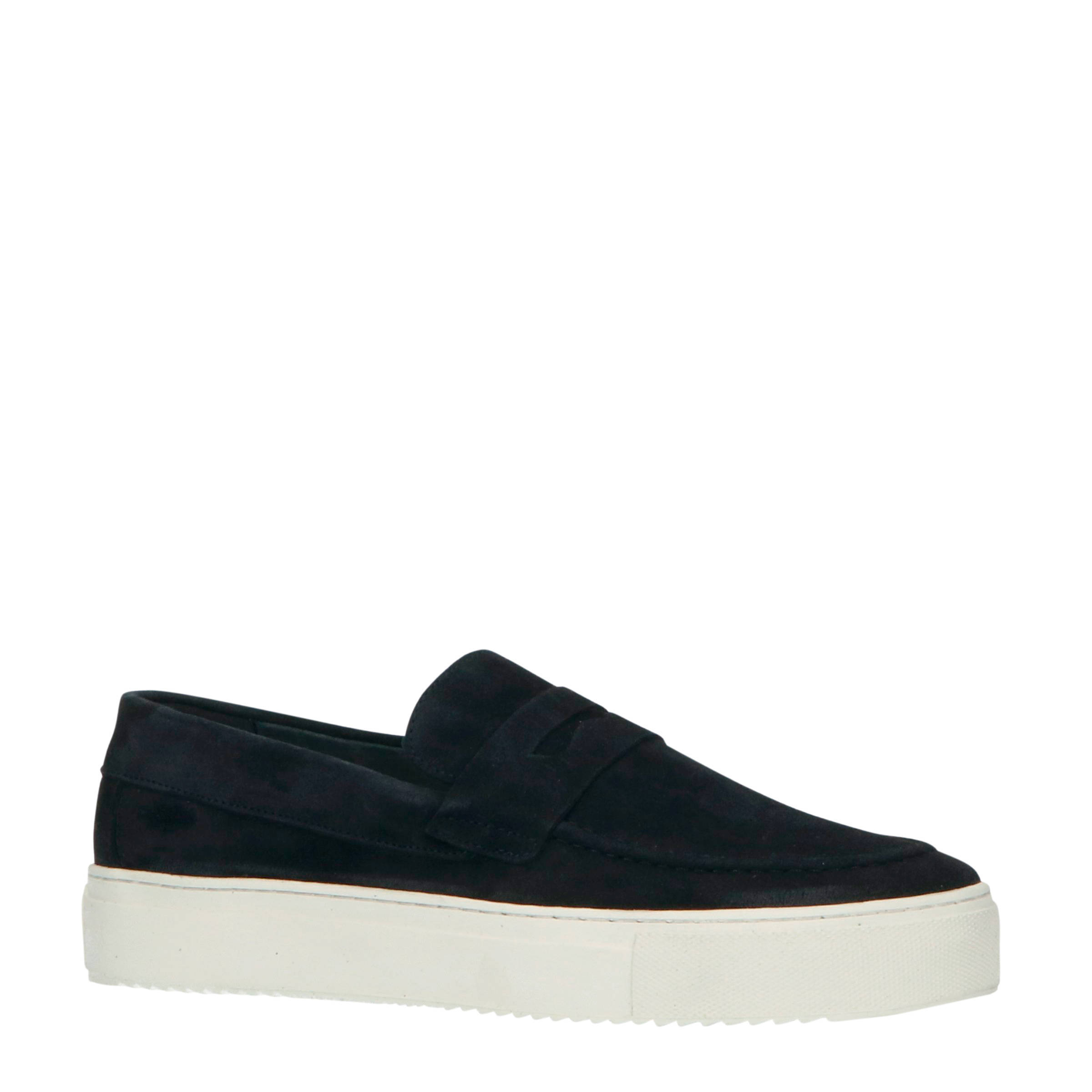 Goosecraft Christian cupsole suède loafers donkerblauw | wehkamp