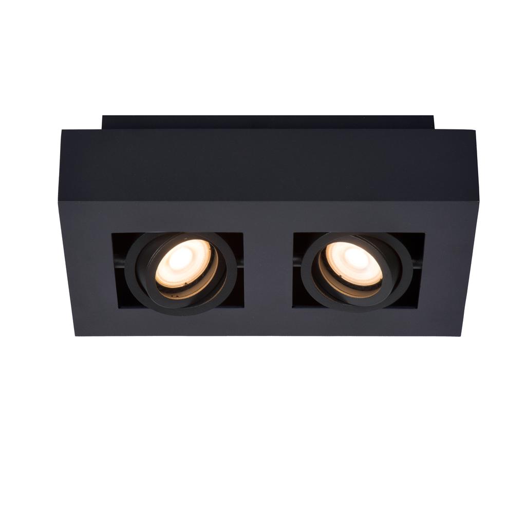 Lucide XIRAX - Plafondspot - LED Dim to warm - GU10 - 2x5W 2200K/3000K - Zwart