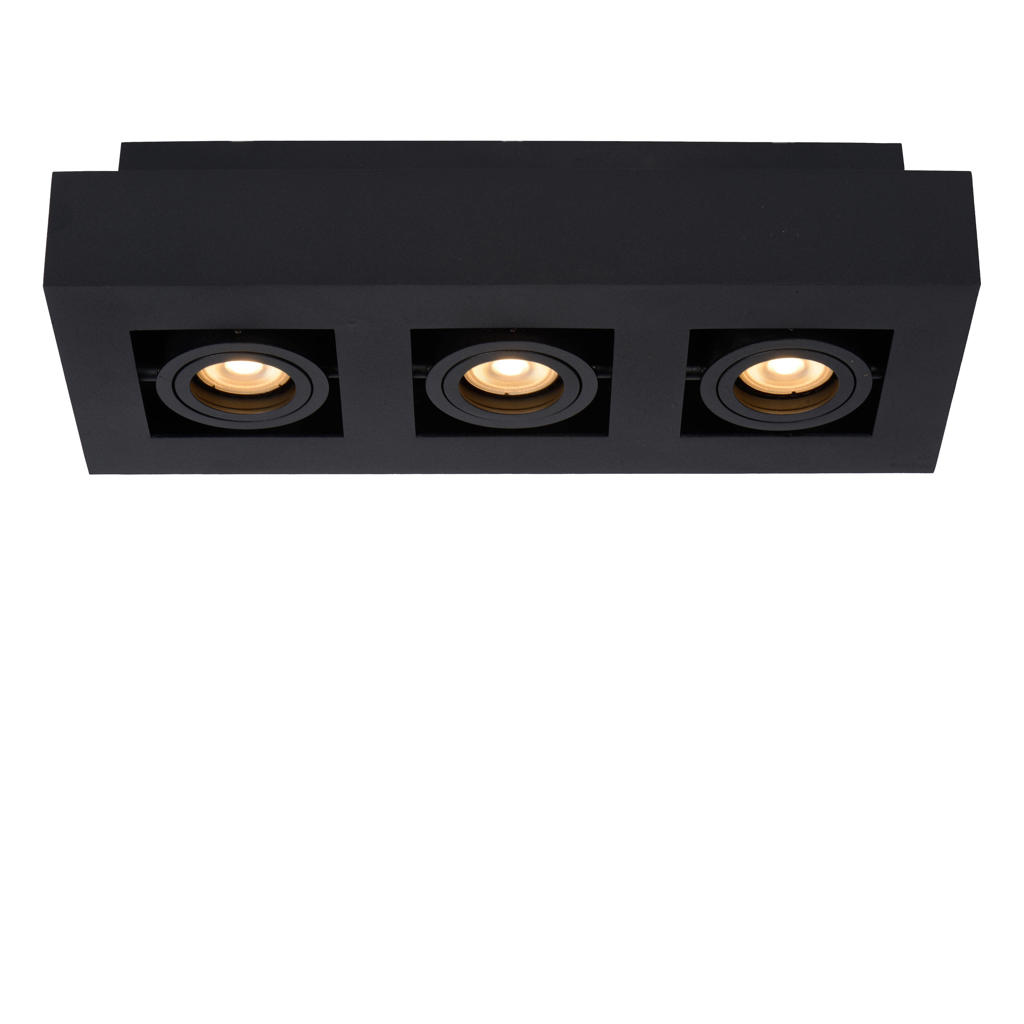 Lucide XIRAX - Plafondspot - LED Dim to warm - GU10 - 3x5W 2200K/3000K - Zwart