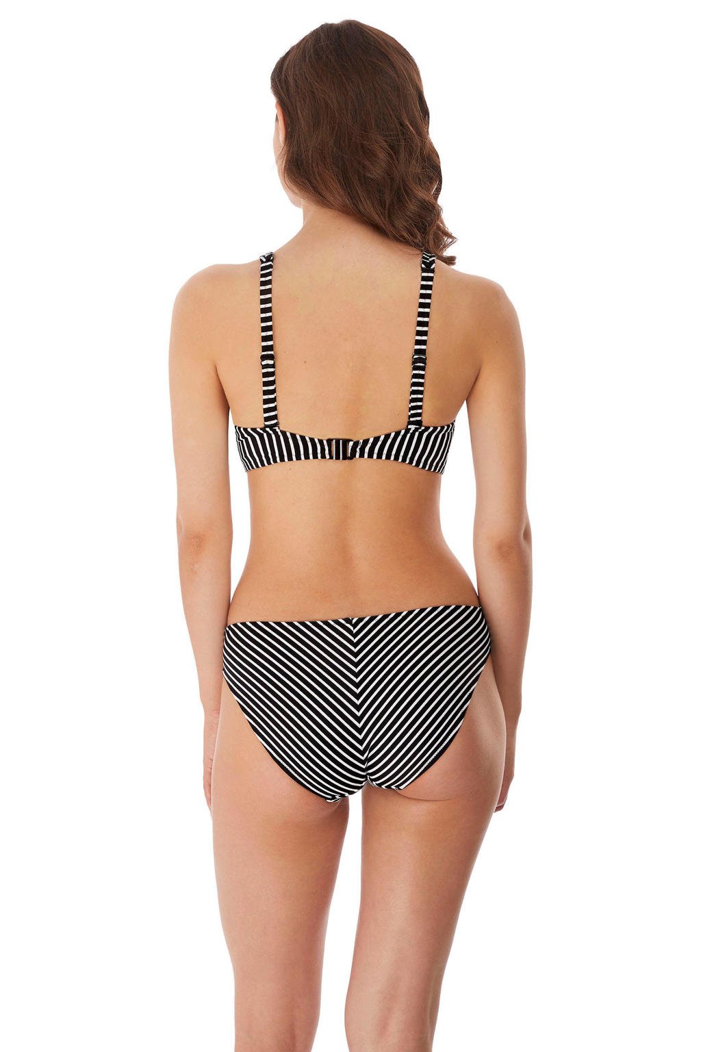 Freya niet-voorgevormde gestreepte beugel bikinitop Beach Hut zwart/wit
