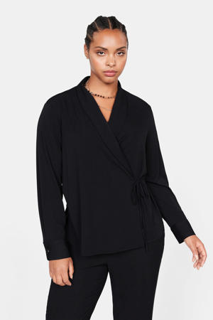 top met overslag detail zwart