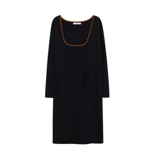 Violeta by Mango jurk met contrastbies zwart Violeta by Mango jurk met contrastbies zwart