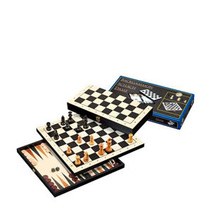  Schaak, dam en backgammon set