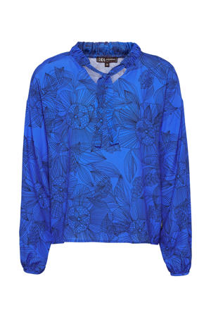 top met all over print blauw