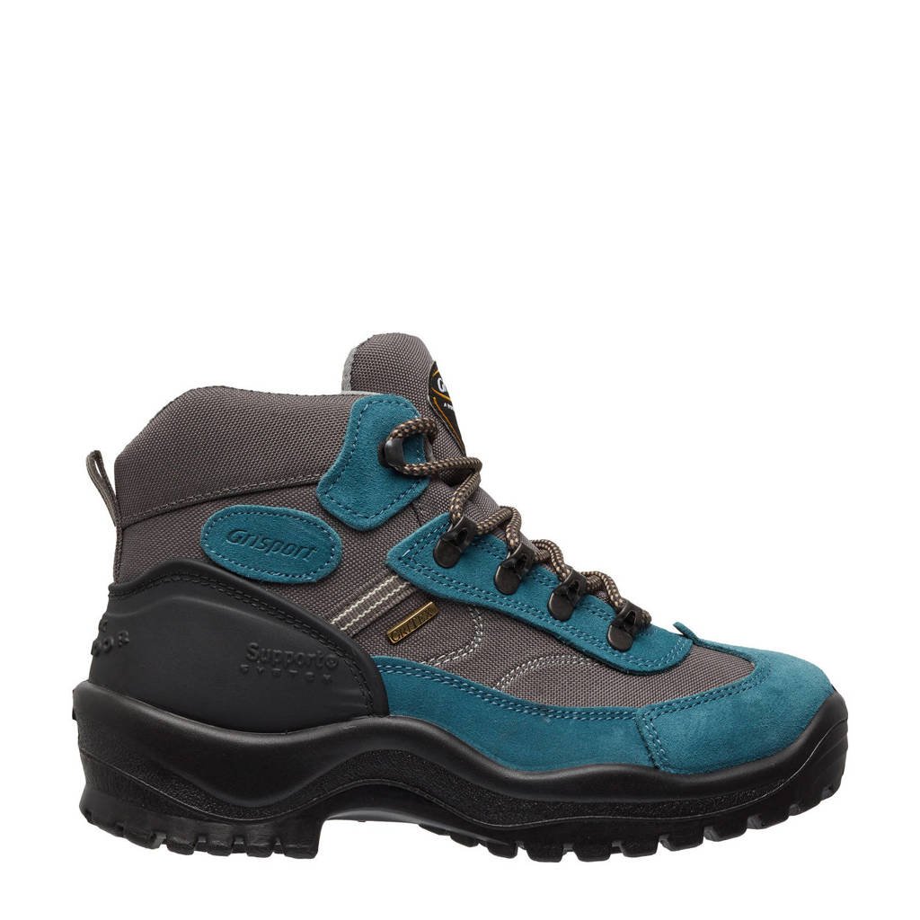 Kobaltblauwe dames Grisport Torino Mid wandelschoenen van leer met profielzool en veters