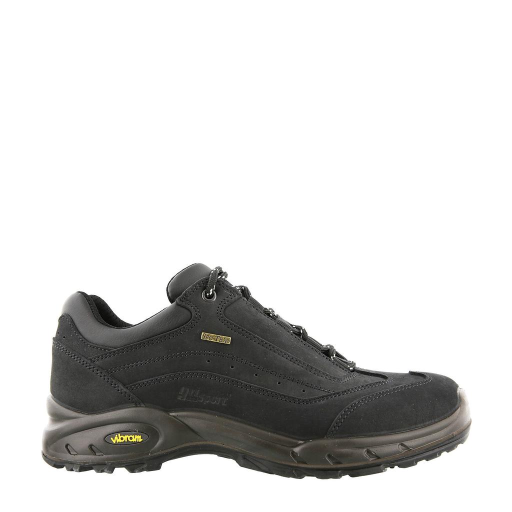 Zwarte heren Grisport Travel Low wandelschoenen van nubuck/voering: mesh/voetbed: eva met veters