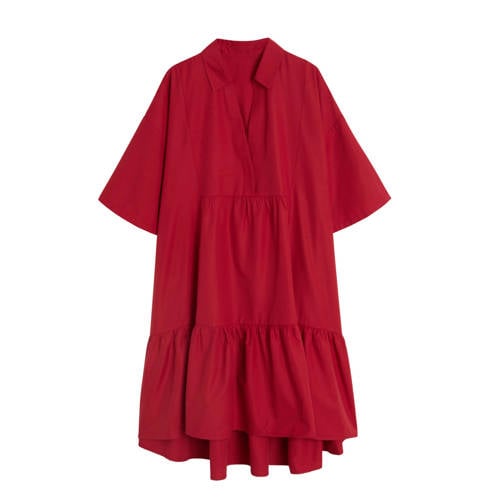 Mango jurk met volant rood Mango jurk met volant rood