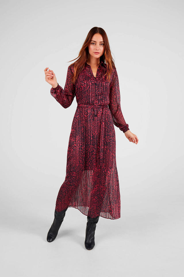 Bestrooi bijgeloof Ontwapening Expresso jurk luipaard print en plissé in donkerroze/aubergine | wehkamp