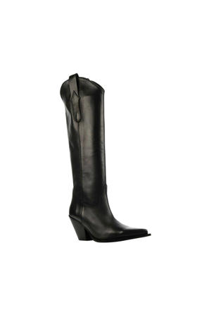12028 leren cowboylaarzen zwart