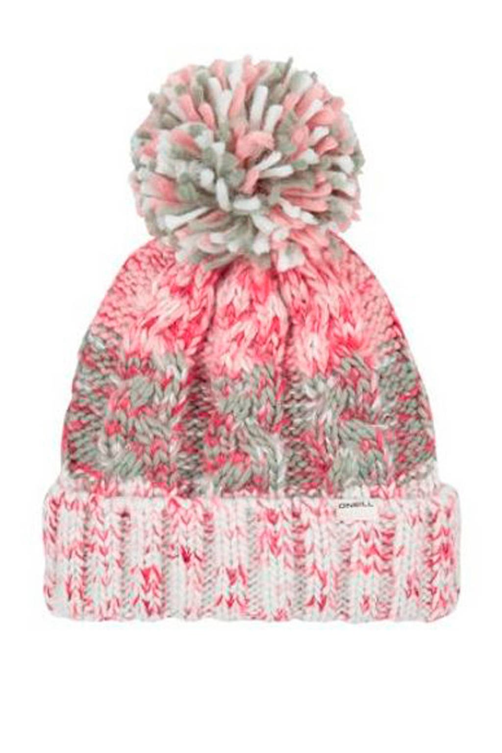 WE Fashion muts met pompon roze, Roze/ecru