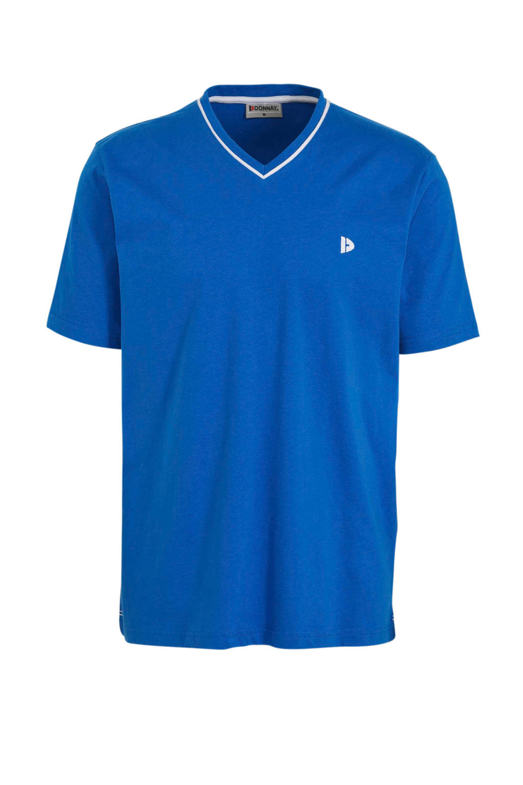 Blauwe heren Donnay sport T-shirt Jason van katoen met korte mouwen en V-hals