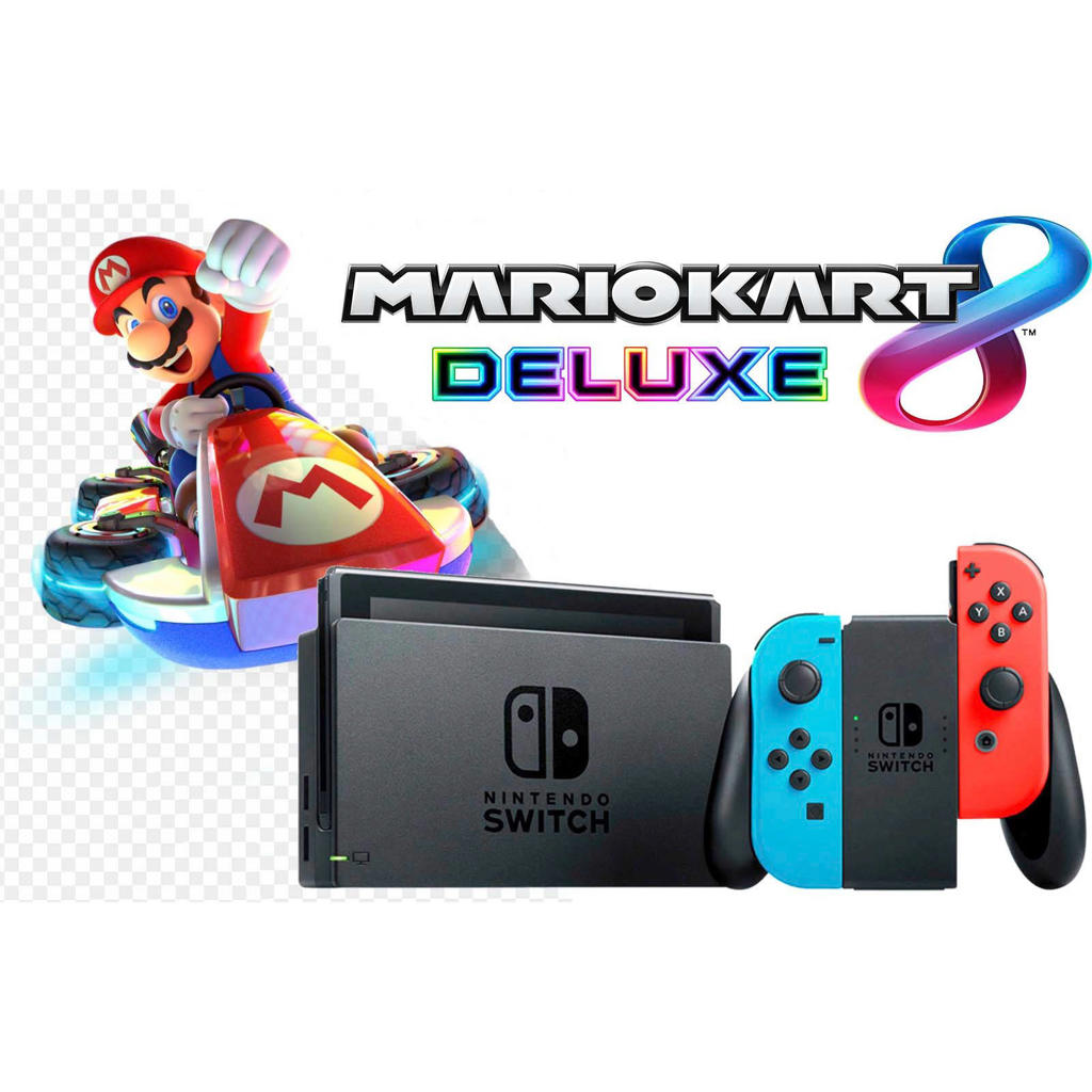 Nintendo Switch + Mario Kart 8 Deluxe bundel (rood/blauw) wehkamp