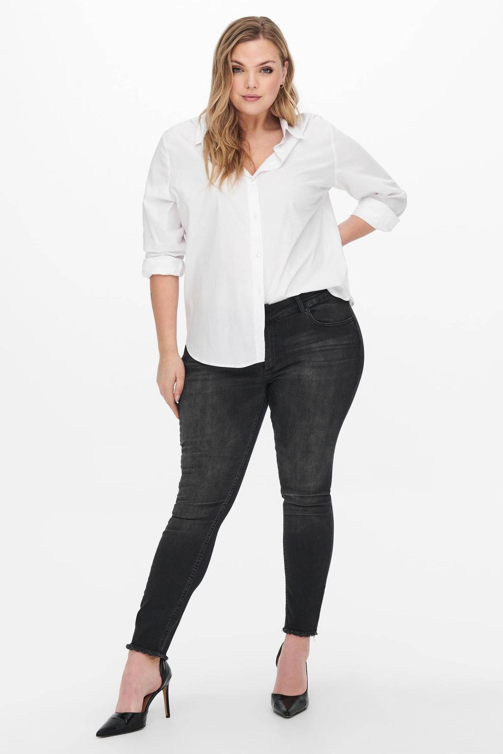 ONLY CARMAKOMA cropped regular waist skinny jeans CARWILLY antraciet