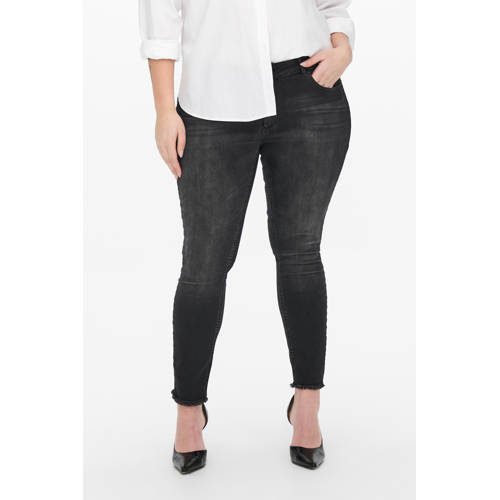 ONLY CARMAKOMA cropped regular waist skinny jeans CARWILLY antraciet afbeelding