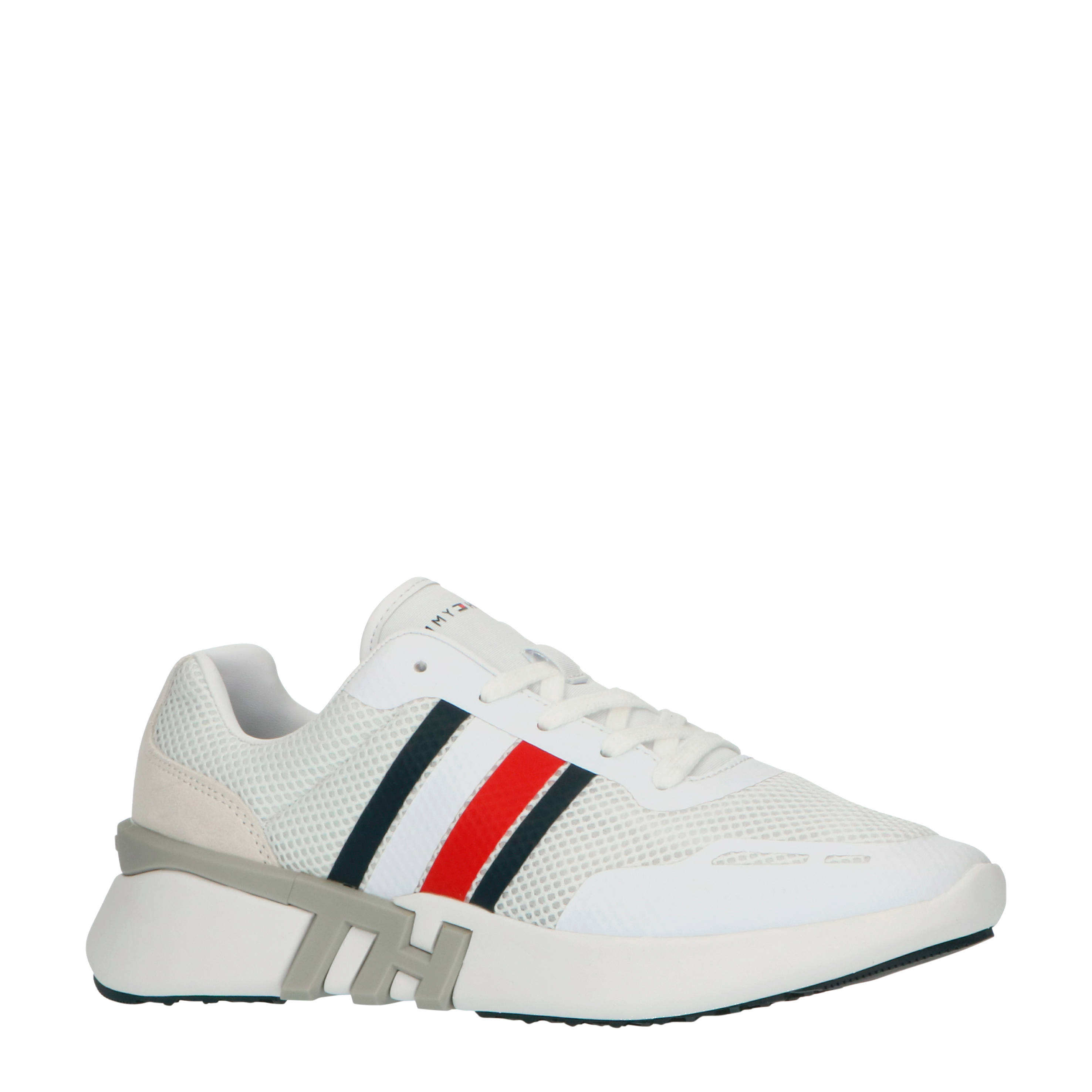 Tommy Hilfiger Corporate TH Runner sneakers wit/donkerblauw/rood | wehkamp