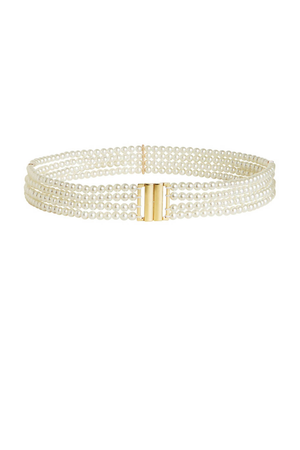 OBJECT riem met parels ecru, Wit