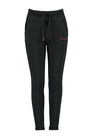 joggingbroek Charlie met tekst zwart