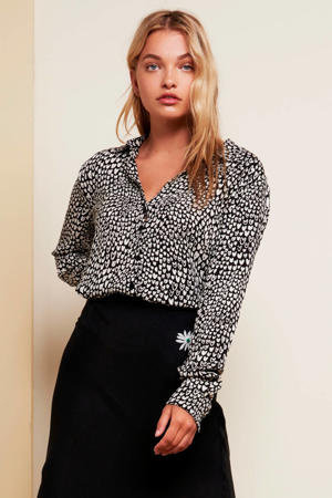 blouse Lily Lou met hartjes zwart/wit