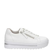 thumbnail: Witte dames Gabor Cervo leren plateau sneakers met rits- en vetersluiting en effen