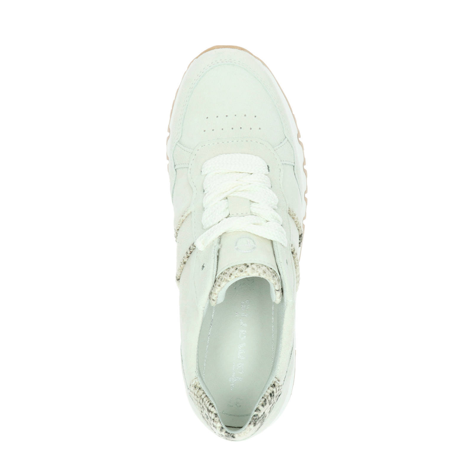 Tamaris suède sneakers beige/slangenprint | wehkamp