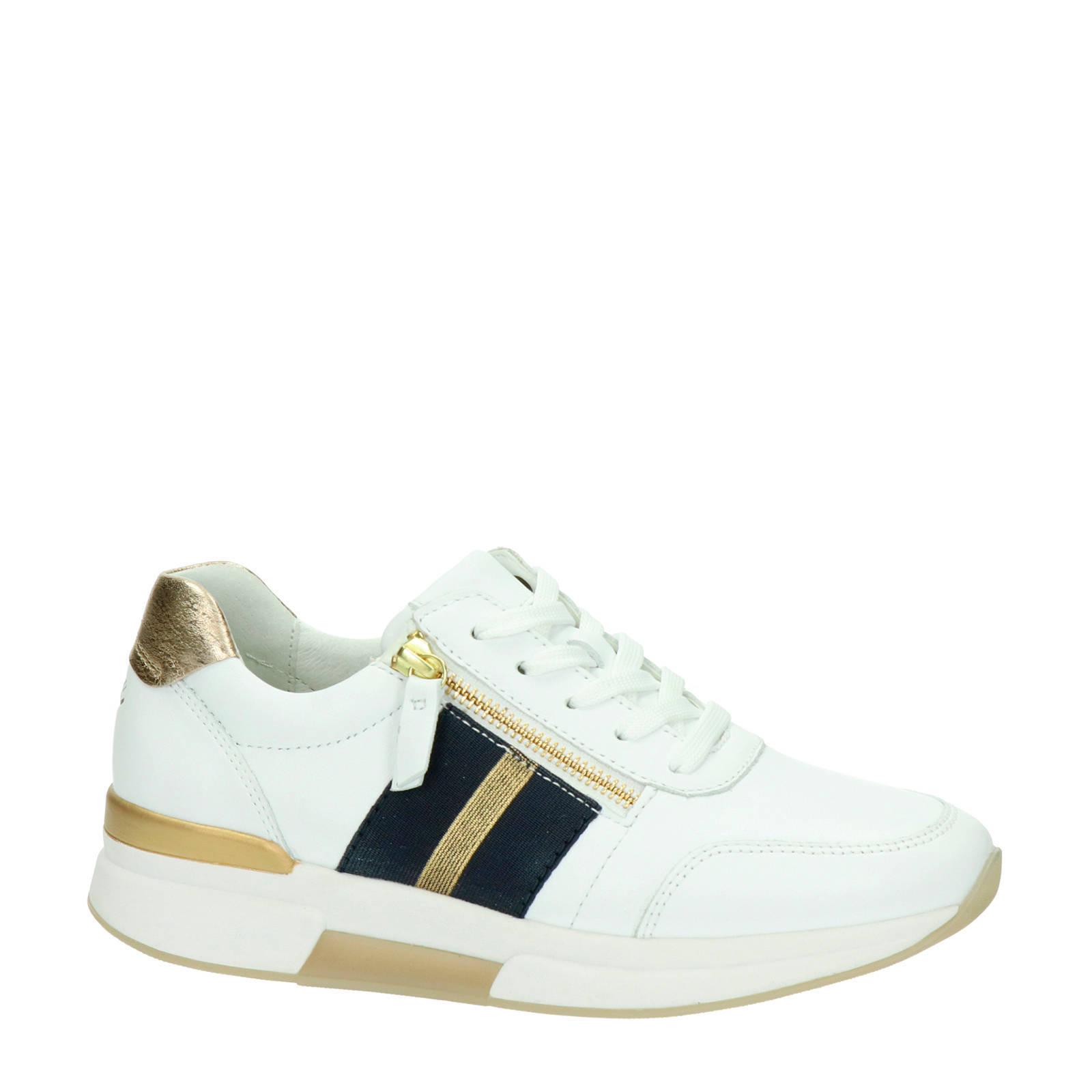 Gabor Rollingsoft comfort leren sneakers wit/goud | wehkamp