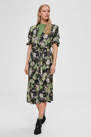 blousejurk met all over print en ceintuur donkerblauw