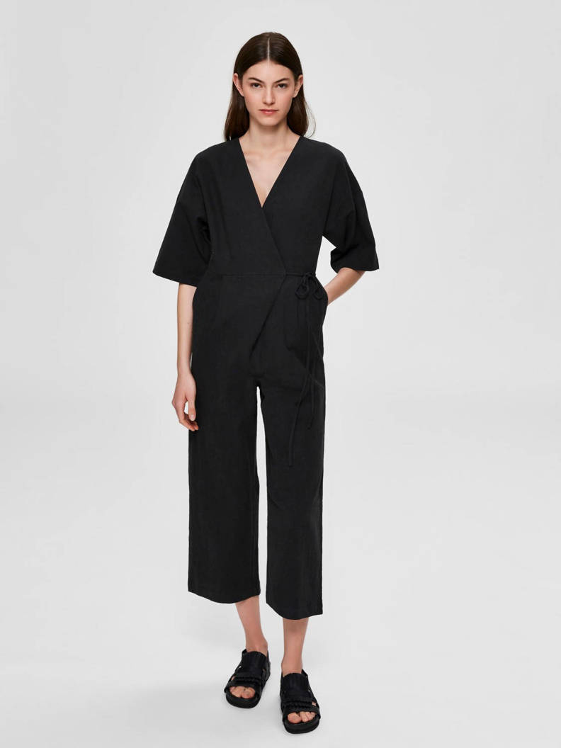 SELECTED FEMME jumpsuit met linnen zwart wehkamp