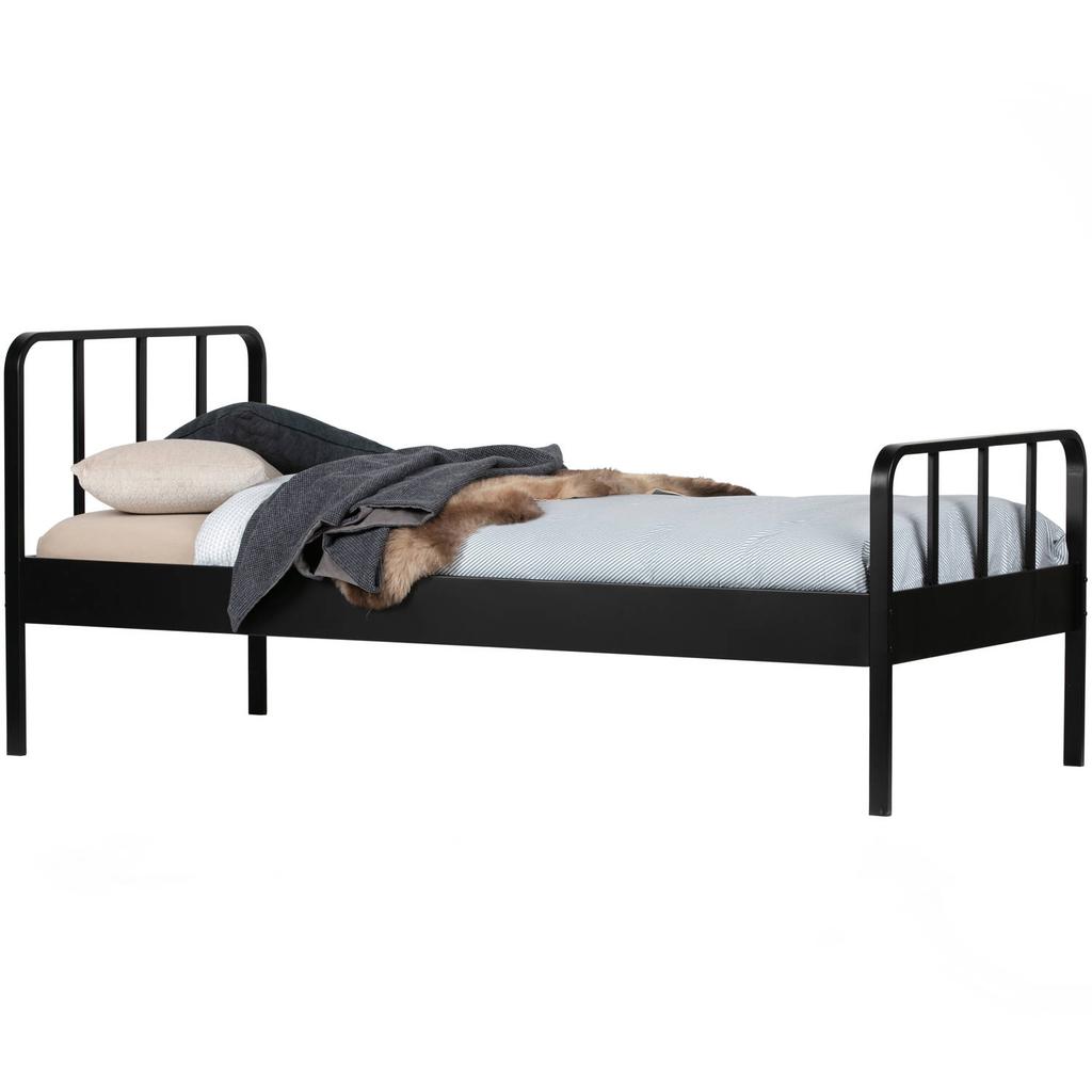 WOOOD WOOOD Mees Bed - Metaal - Zwart - 90x208x95