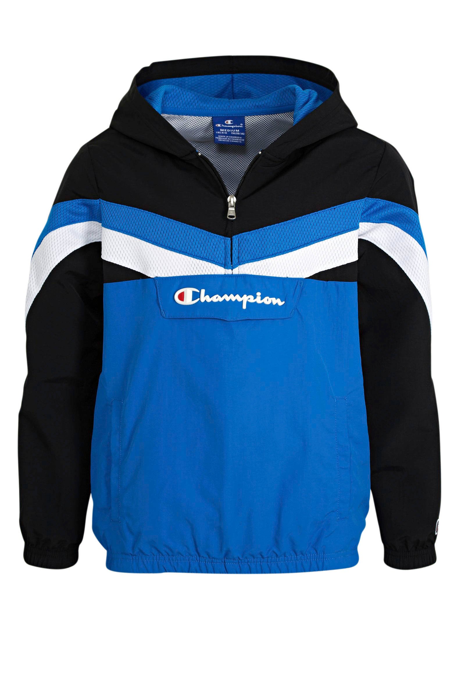 anorakzomerjas met logo zwartblauwwit anorakzomerjas met logo zwartblauwwit