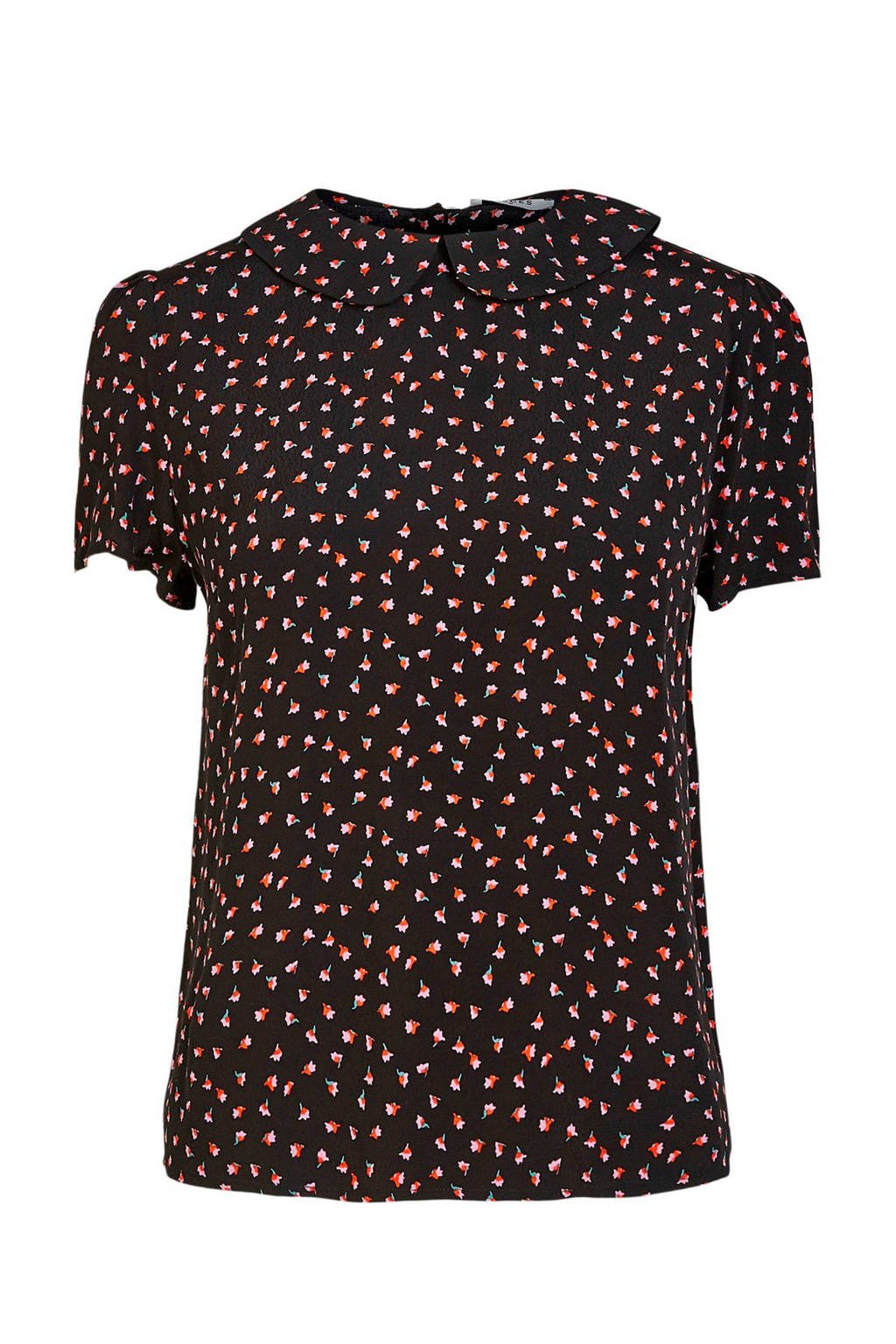 PIECES gebloemde top zwart, Zwart