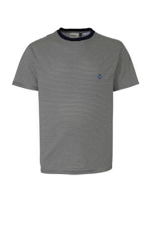+size gestreept T-shirt grijs