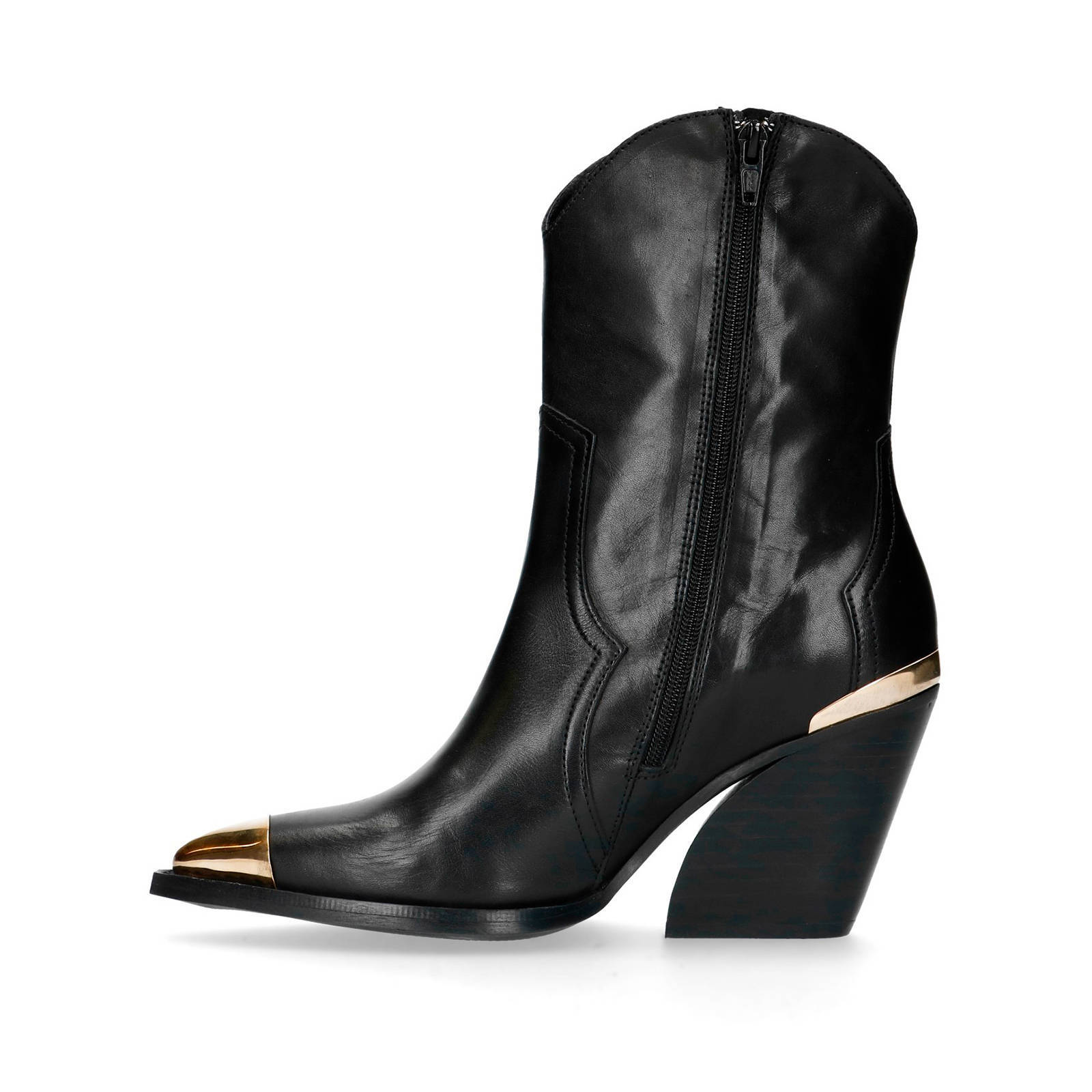 Sacha leren cowboylaarzen zwart/goud | wehkamp