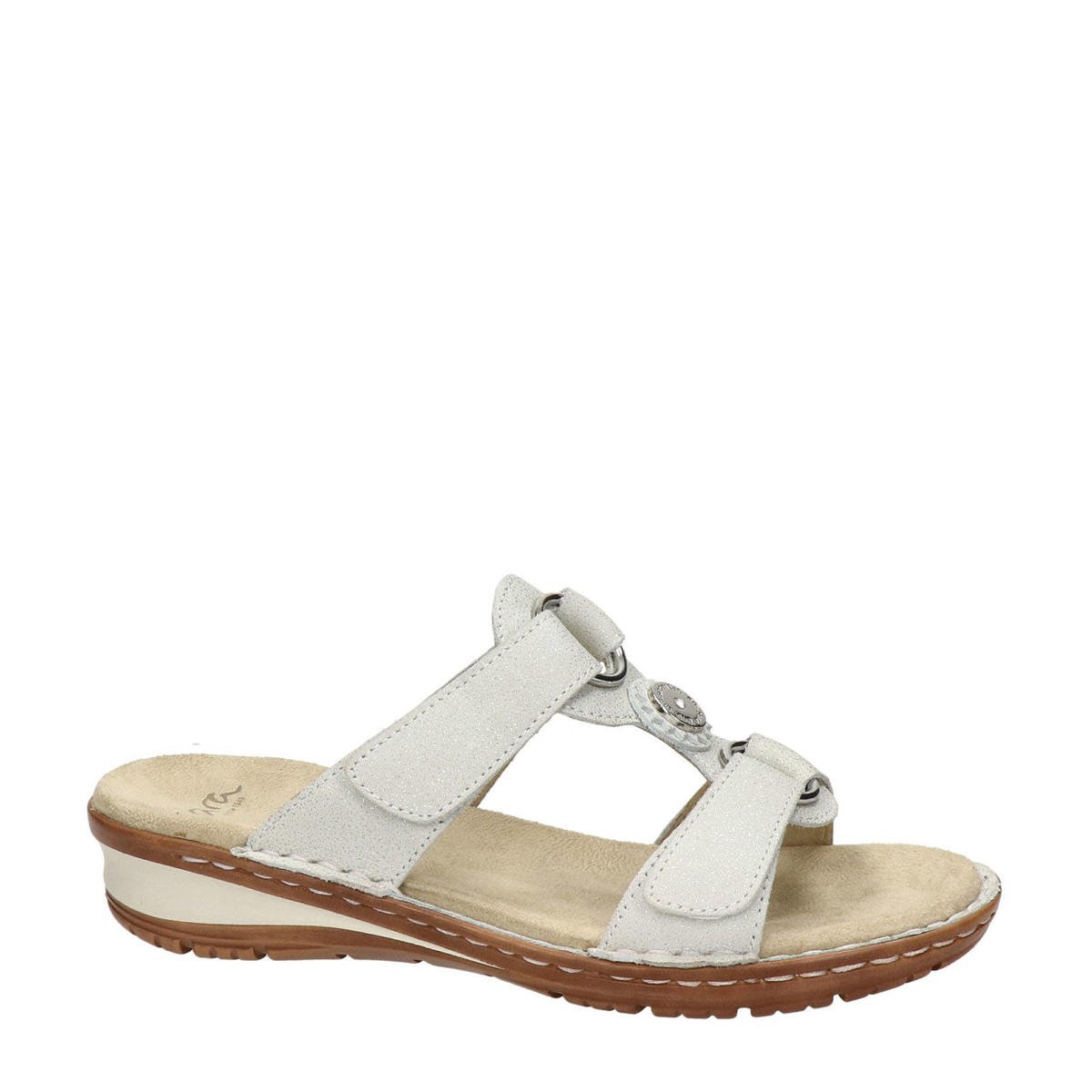 Ara comfort leren slippers ecru wehkamp