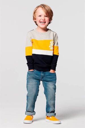 sweater Cambodilo donkerblauw/geel/grijs