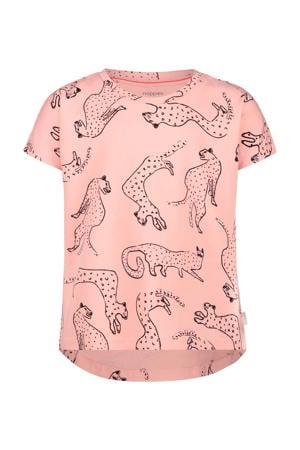 T-shirt Clayton van biologisch katoen lichtroze/zwart