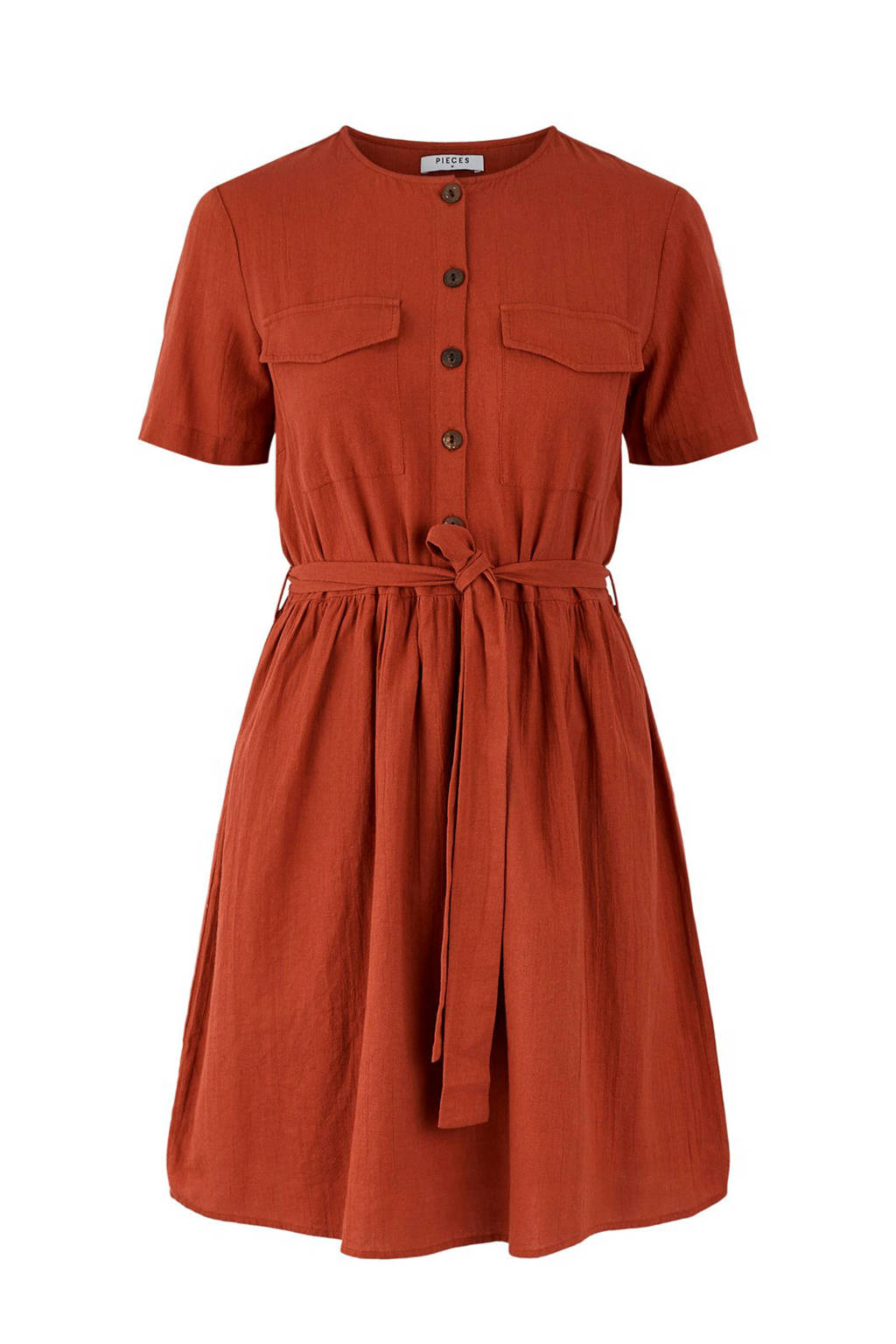 PIECES blousejurk met ceintuur rood, Rood
