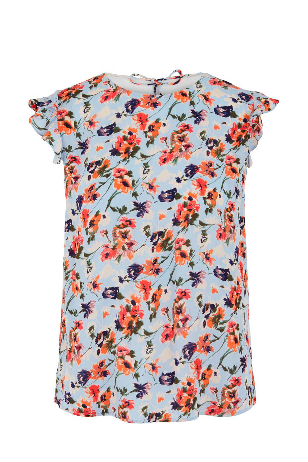 PIECES gebloemde top blauw, Blauw