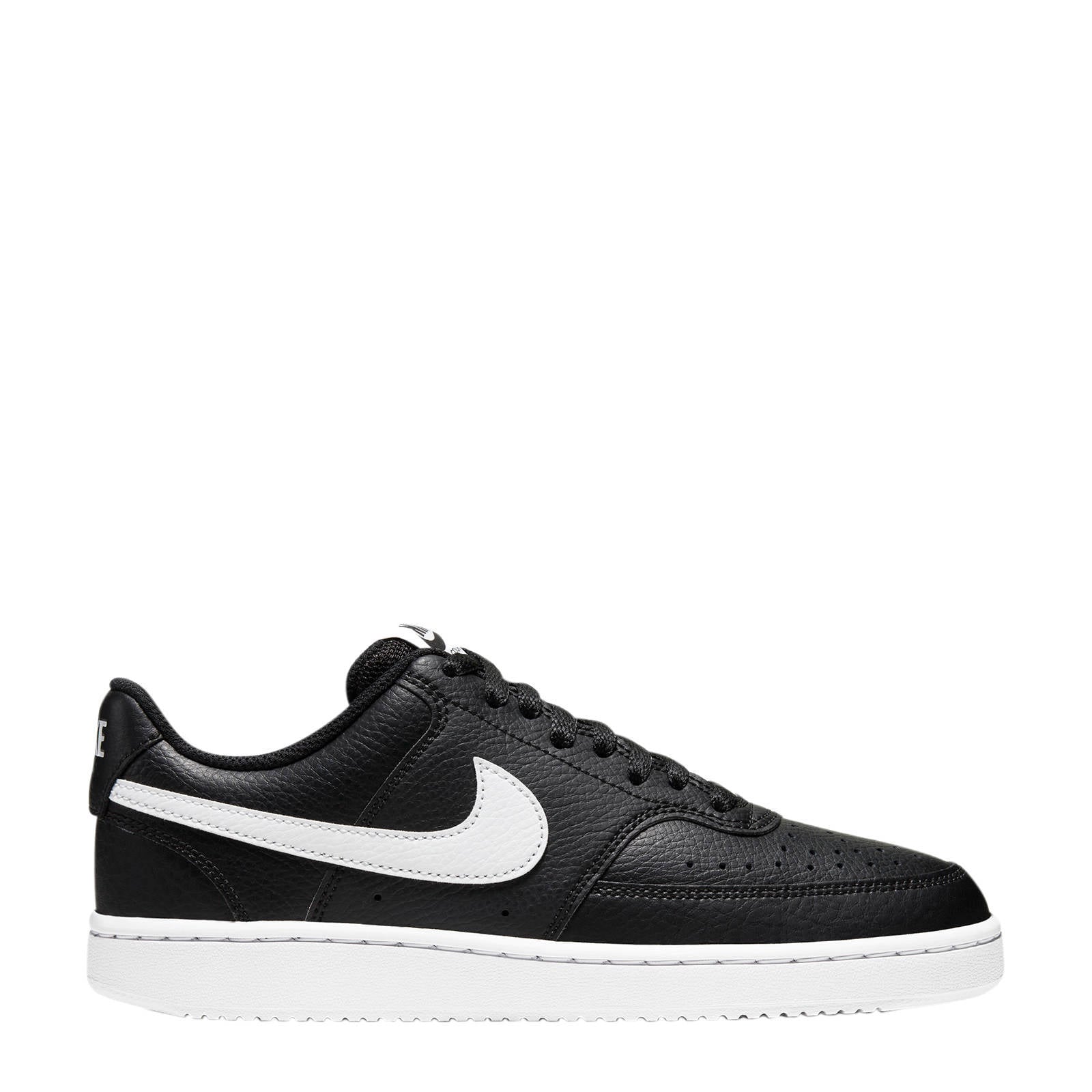 Nike Court Vision Low leren sneakers zwart/wit | wehkamp