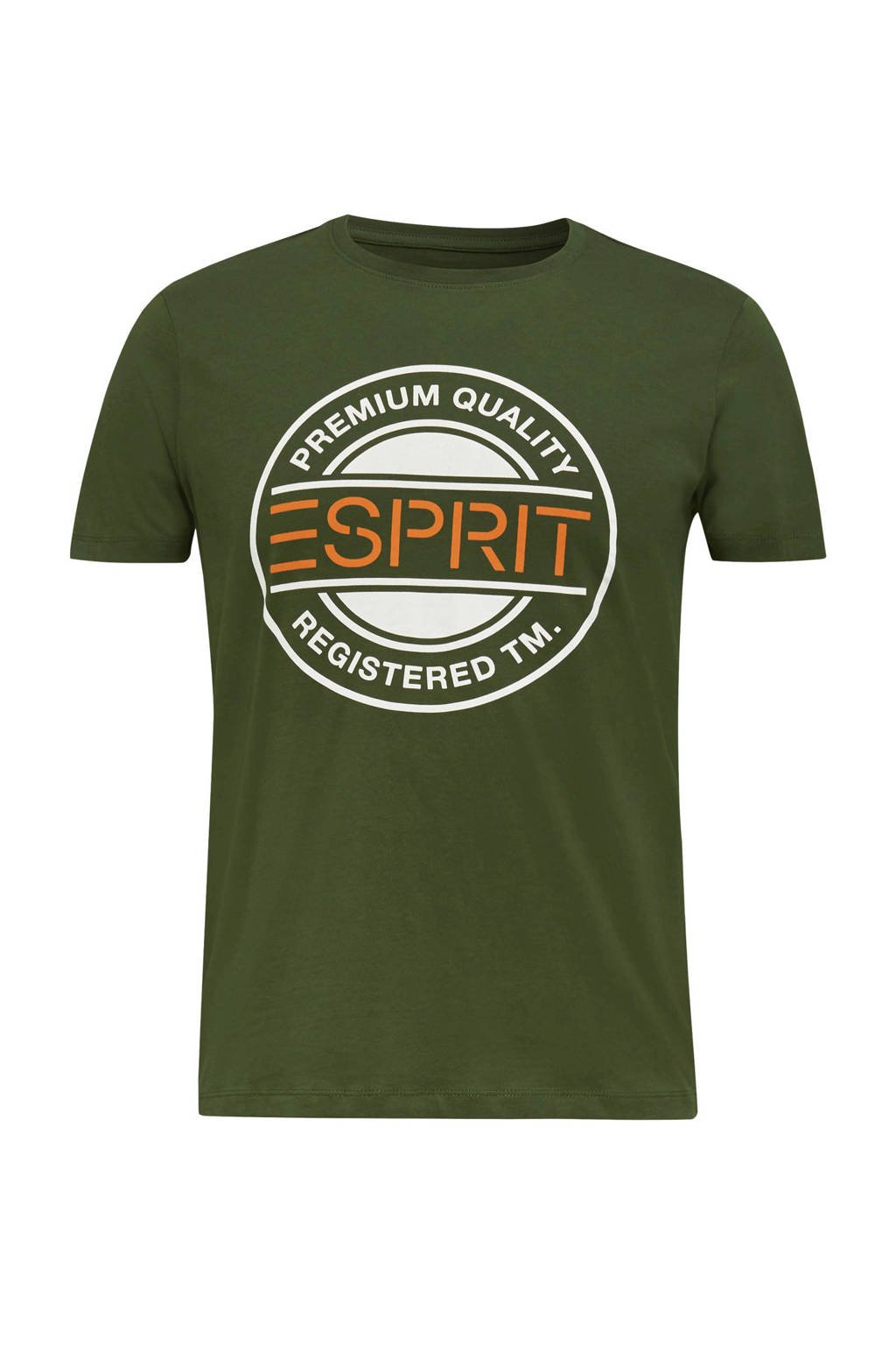 ESPRIT Men Casual T-shirt met printopdruk groen/wit/oranje