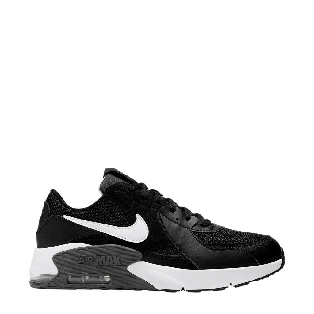 Zwart en witte jongens Nike Air Max Excee (GS) sneakers van suede met veters en logo