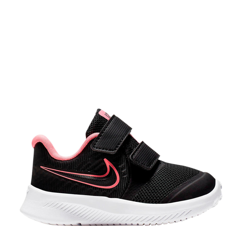 Zwart en roze meisjes Nike Star Runner 2 (TDV) sneakers van mesh met klittenband en logo