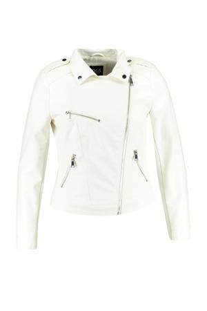 imitatieleren bikerjack wit
