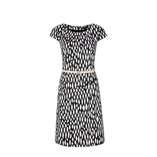 comma jurk met all over print en ceintuur zwart wit comma jurk met all over print en ceintuur zwart wit