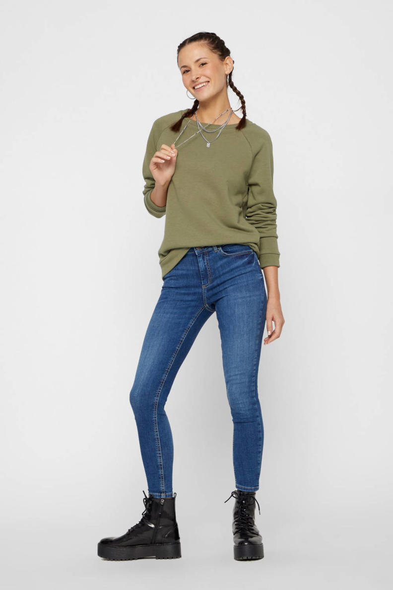 PIECES skinny jeans PCDELLY medium blue denim