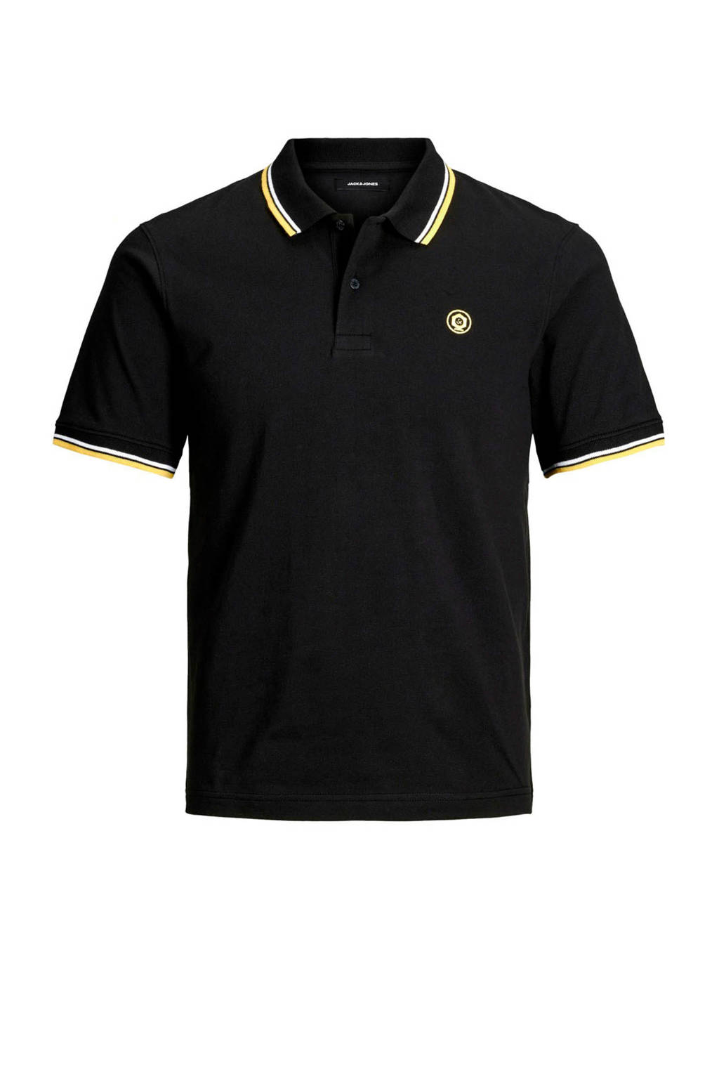 JACK & JONES JUNIOR polo Noah met borduursels zwart, Zwart