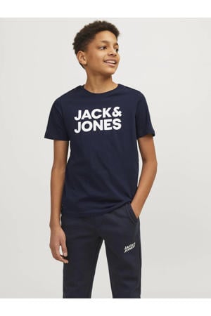 T-shirt JJECORP met logo donkerblauw