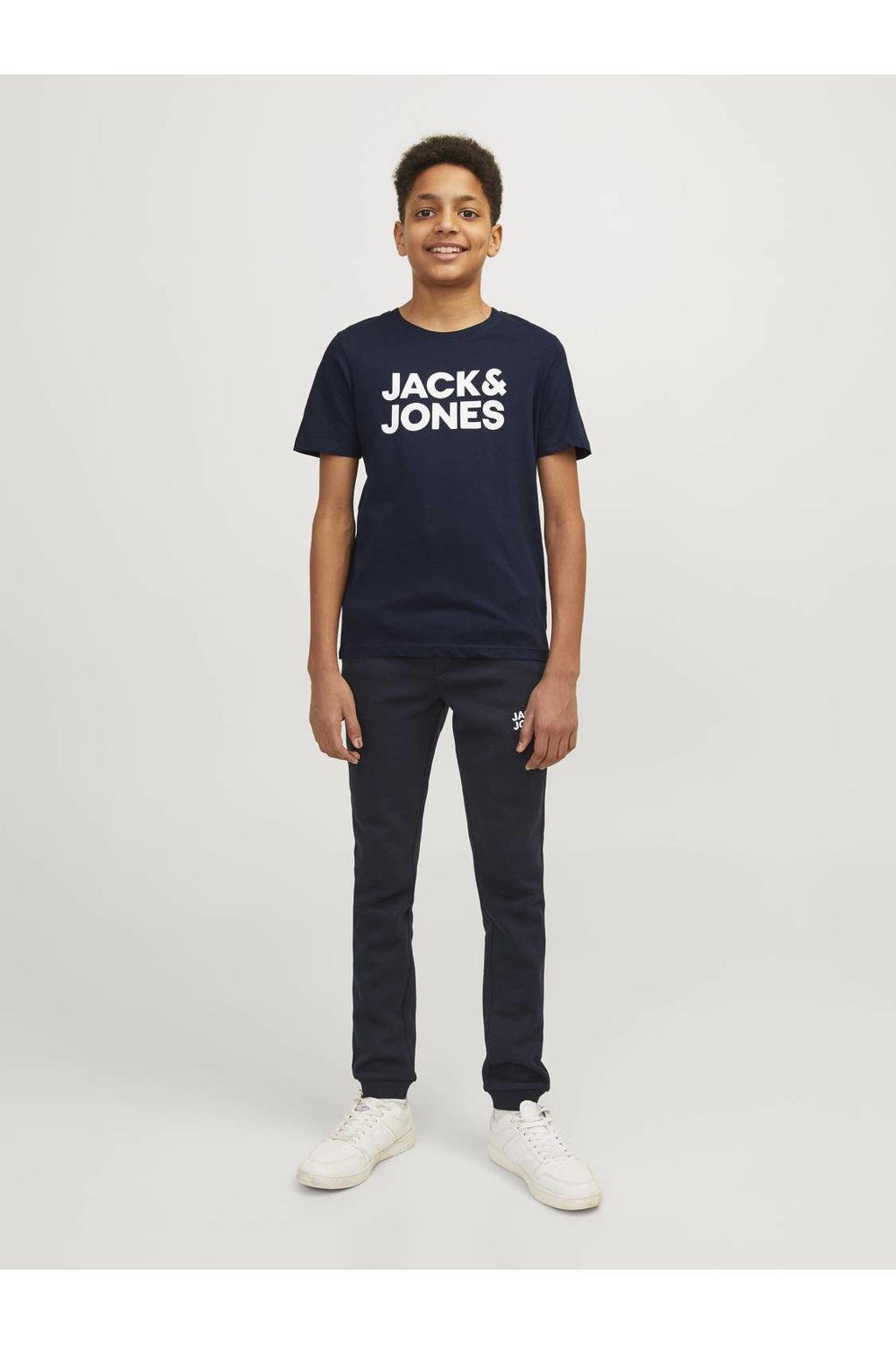 JACK & JONES JUNIOR T-shirt JJECORP met logo donkerblauw