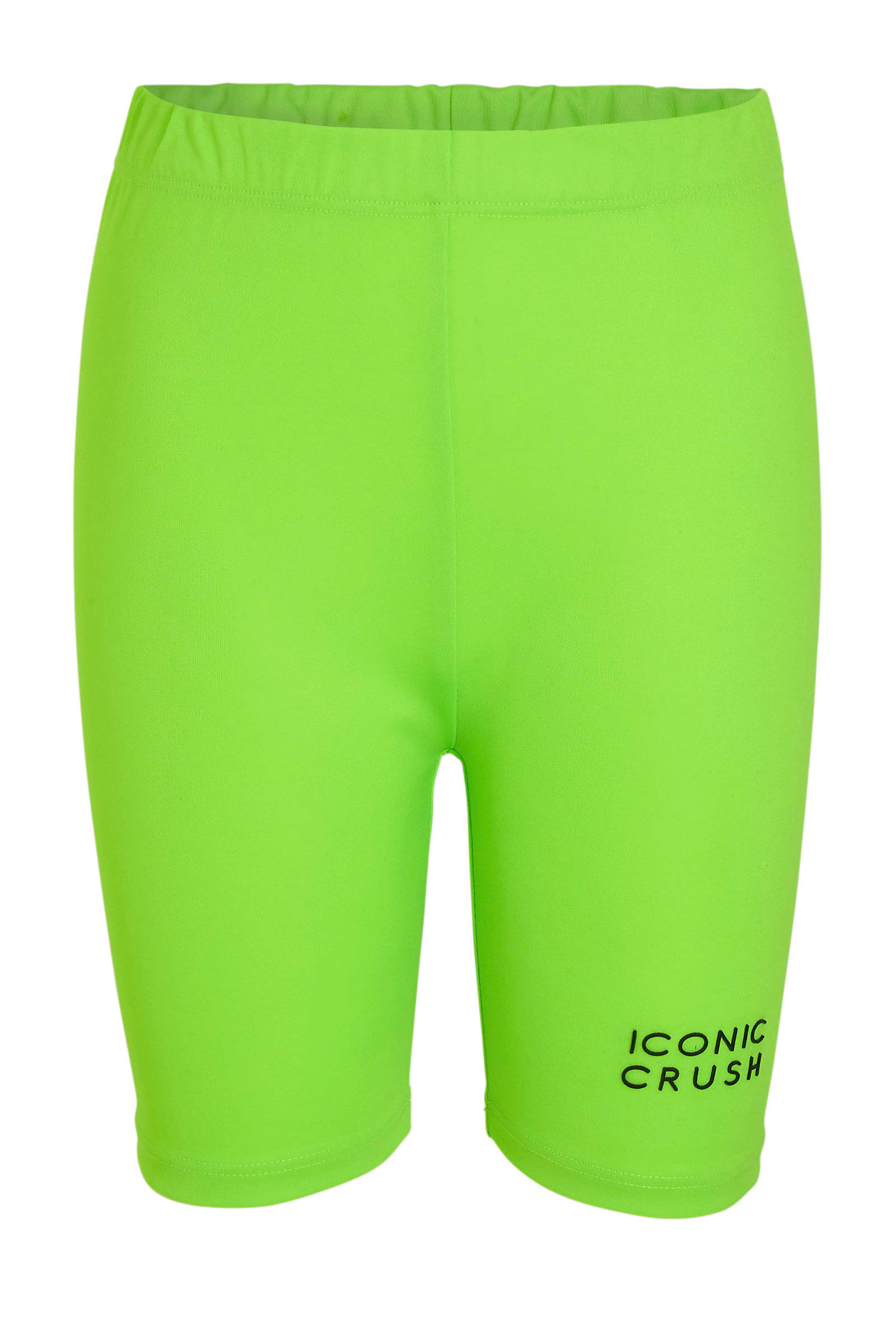 Crush Denim slim fit biker short met logo neon groen | wehkamp